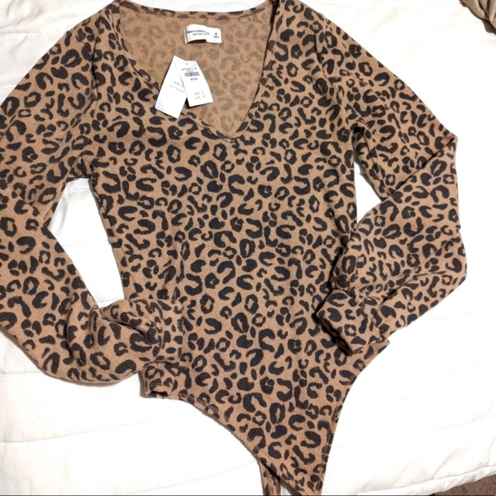 Abercrombie leopard sweater bodysuit NWT